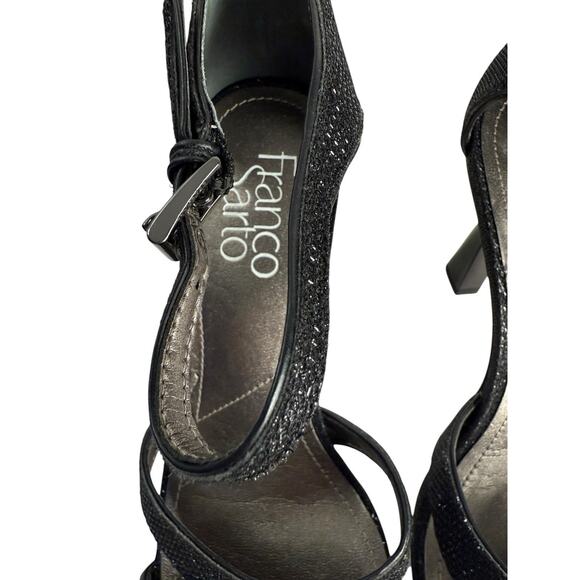 Franco Sarto Women's Size 6 Rania 2 Stilleto Square Cut‎ Out Heels Black Shimmer - Picture 5 of 10